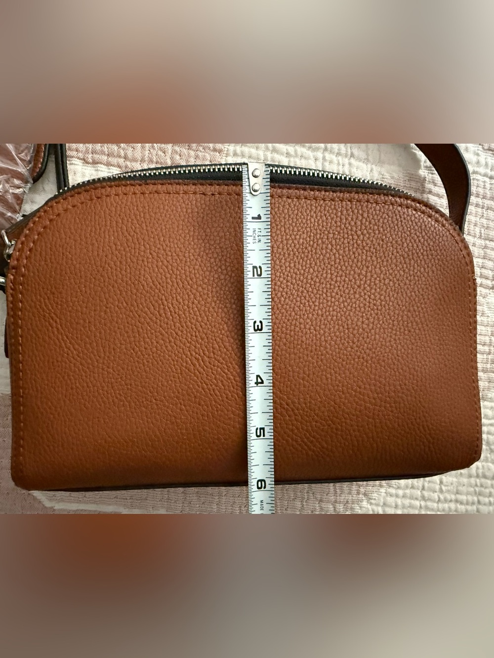 NWT RUSTY-BROWN DOUBLE-ZIPPERED CROSS-BODY PURSE - Picture 10 of 14